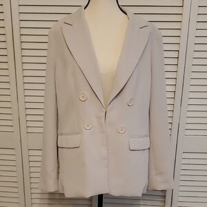 NWOT Liz Clairborne Cream Double-Breasted Blazer, Size 10